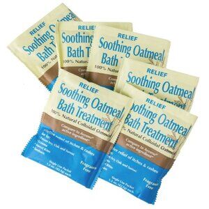 OATMEAL BATH TREATMENT RELIEF SOOTHING ECZEMA DRY SKIN 6 PACKETS FRAGRANCE FREE